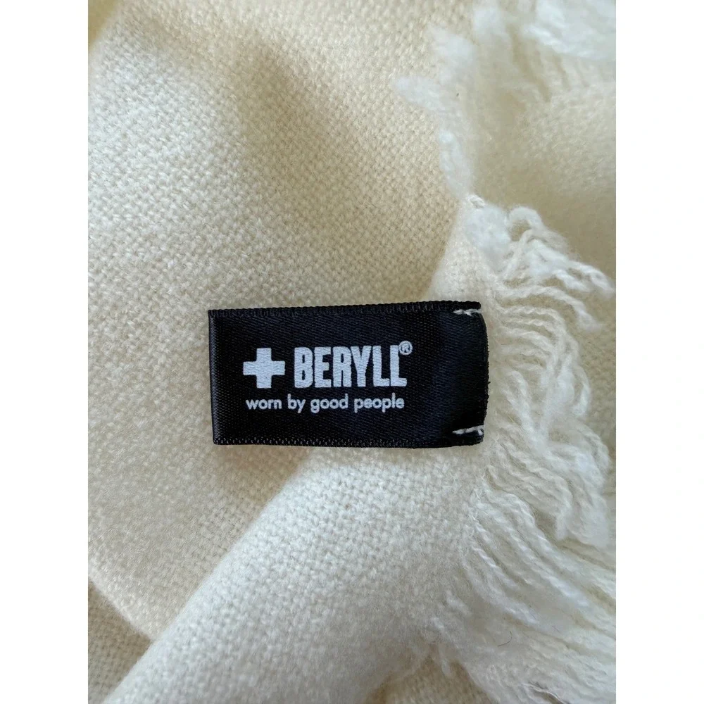 Beryll 100% Cashmere Overzised Wrap Shawl Scarf Ivory Cream Fringe Wrap 34x64